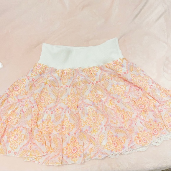 LIZ LISA 🌸 Orange, Pink & White Floral Ruffle Coquette Skirt - Picture 5 of 5